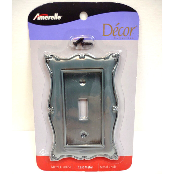 Amerelle Sophia Single Toggle Cast Metal Switch Plate in Antique Nickel - 86TAN - Picture 1 of 5